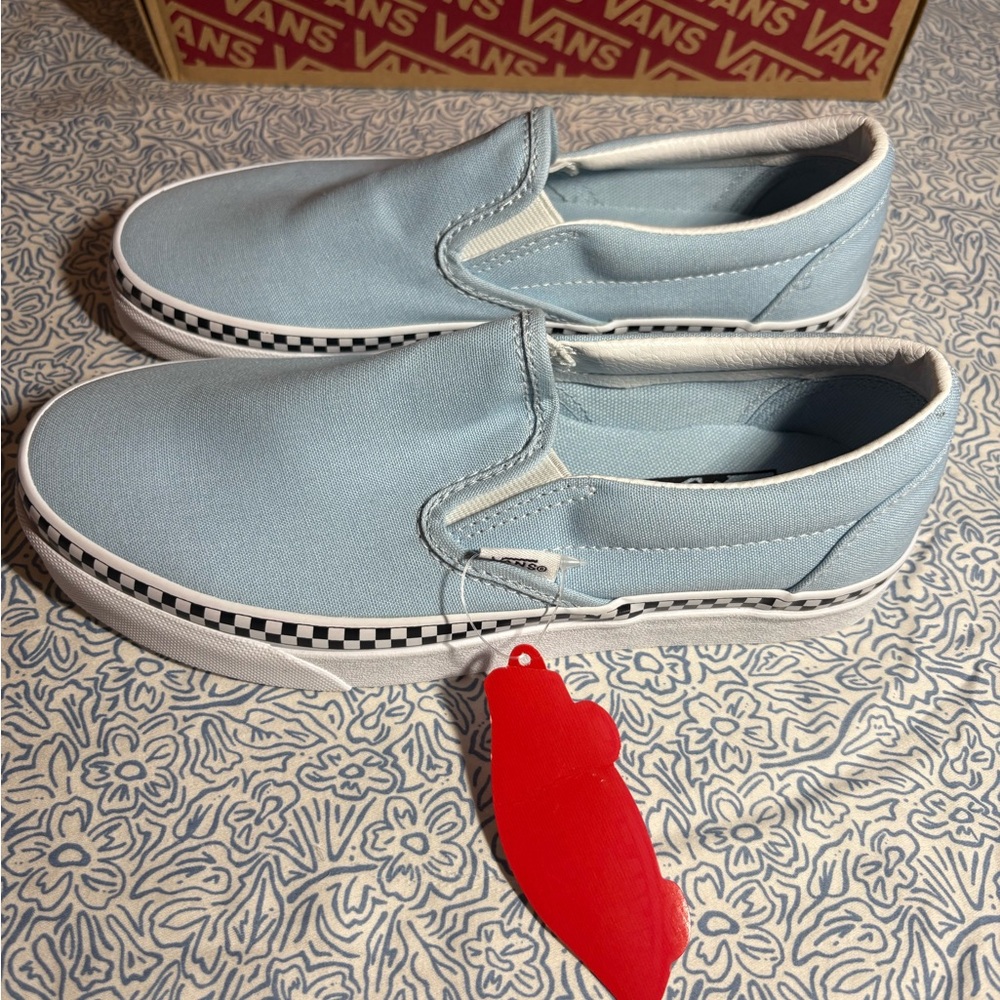 Vans Blue Slip-On Sneakers Canvas Casual - Picture 2 of 4